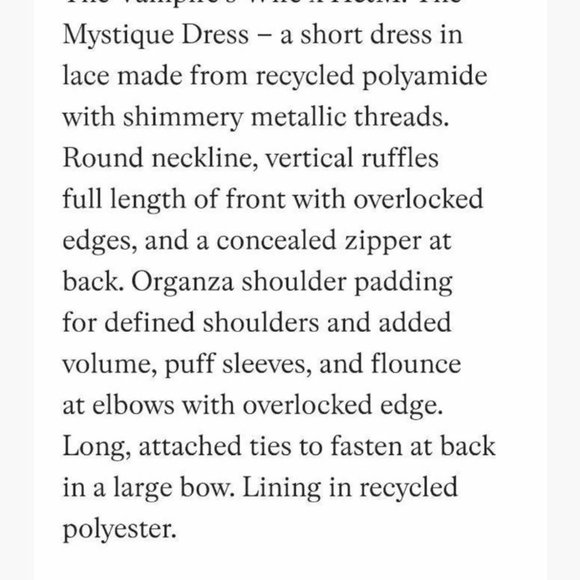 Vampire’s Wife x H&M Lace Dress XS Mystique HOT COLLAB Shimmery Metallic Mini - Picture 8 of 9